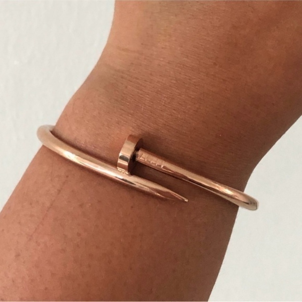 Nail Cuff Bangle Bracelet in Rose Gold